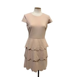 Vince Camuto Cocktail Dress Light Pink Scalloped Hem Size 4 Small